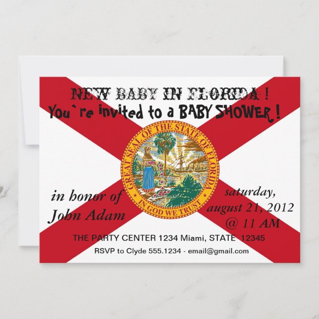 Baby Shower Invitation with Flag of Florida (Front)