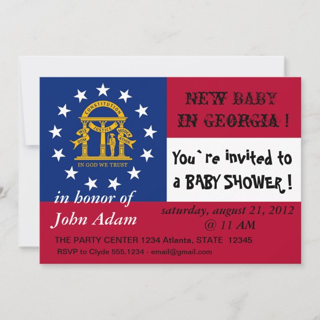 Baby Shower Invitation with Flag of Georgia (Front)