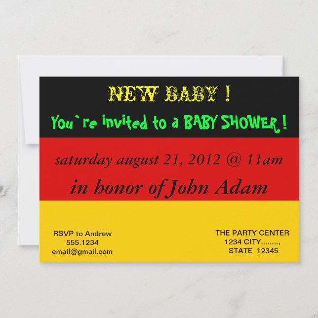 Baby Shower Invitation with Flag of Germany (Front)