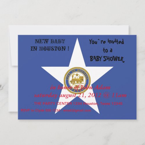 Baby Shower Invitation with Flag of Houston