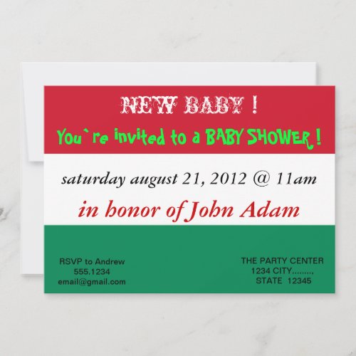 Baby Shower Invitation with Flag of Hungary