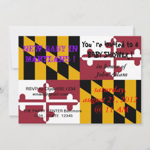 Baby Shower Invitation with Flag of Maryland