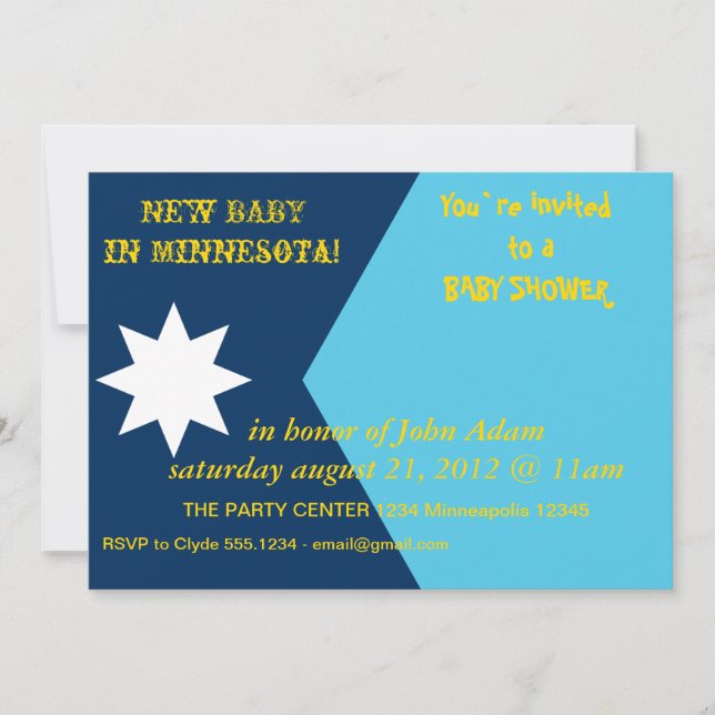 Baby Shower Invitation with Flag of Minnesota, USA (Front)