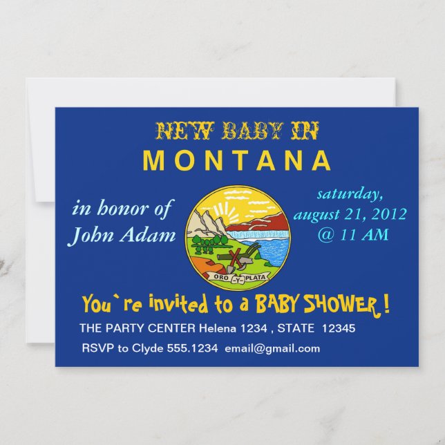 Baby Shower Invitation with Flag of Montana (Front)