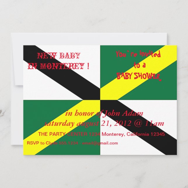 Baby Shower Invitation with Flag of Monterey City (Front)