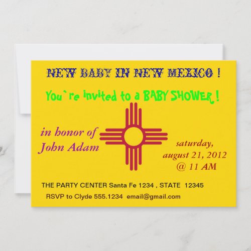 Baby Shower Invitation with Flag of New Mexico