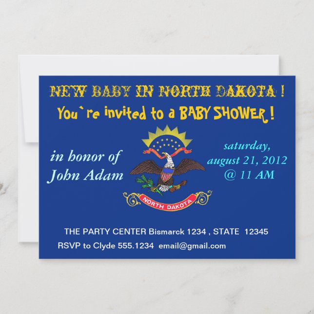 Baby Shower Invitation with Flag of North Dakota (Front)