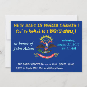 Baby Shower Invitation with Flag of North Dakota