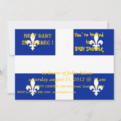 Baby Shower Invitation with Flag of Quebec