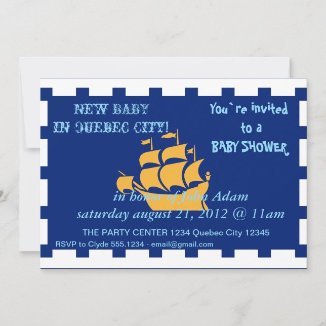 Baby Shower Invitation with Flag of Quebec City (Front)