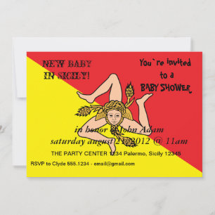 Baby Shower Invitation with Flag of Sicily, Italy