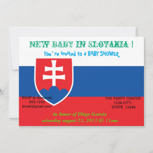 Baby Shower Invitation with Flag of Slovakia