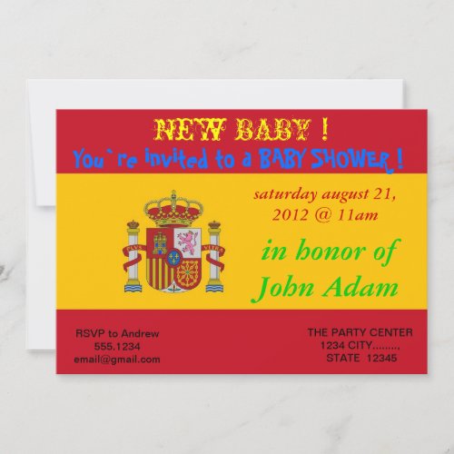 Baby Shower Invitation with Flag of Spain