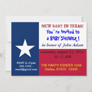 Baby Shower Invitation with Flag of Texas