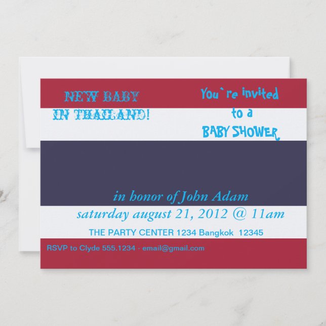 Baby Shower Invitation with Flag of Thailand (Front)