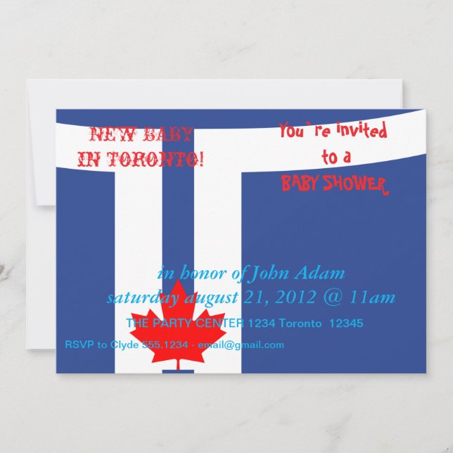 Baby Shower Invitation with Flag of Toronto (Front)
