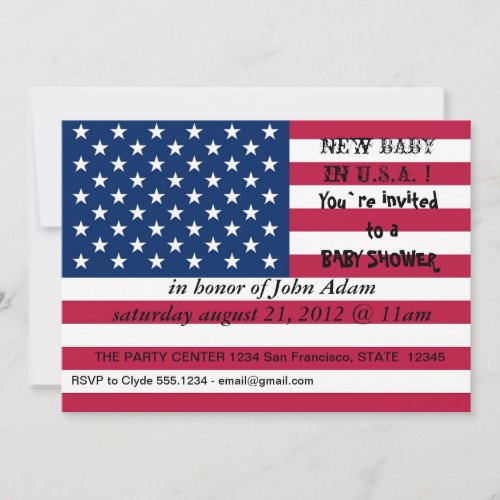 Baby Shower Invitation with Flag of USA