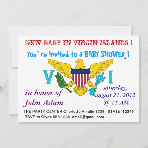 Baby Shower Invitation with Flag of Virgin Islands