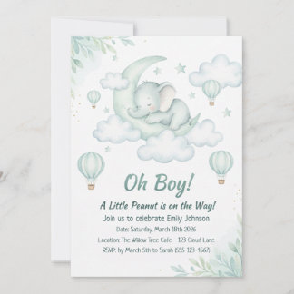 Baby Shower invitation with Sleeping Baby Elephant