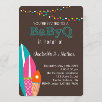 Baby Shower Invitation With Surfboards- Babyq Baby by Pixabelle at Zazzle