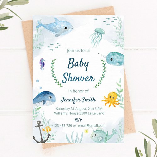 Baby Shower invitation with under the sea theme