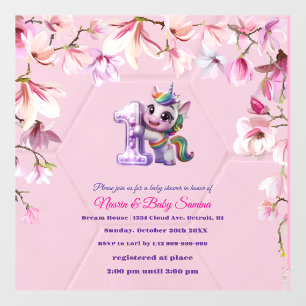 Baby Shower Invitation with Unicorn Theme Wall Decal