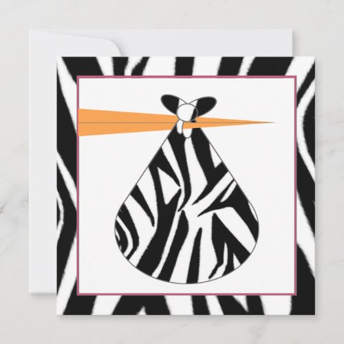 Baby Shower Invitation _ Zebra Print Stork