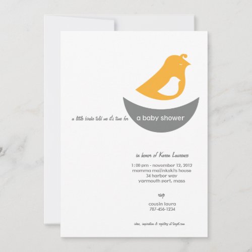Baby Shower Invitations - A LIttle Bird told me