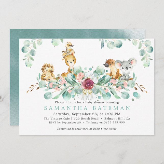 Baby Shower Invitations | Australian Safari (Front/Back)