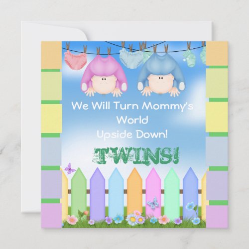 BABY SHOWER Invitations boy and girl TWINS