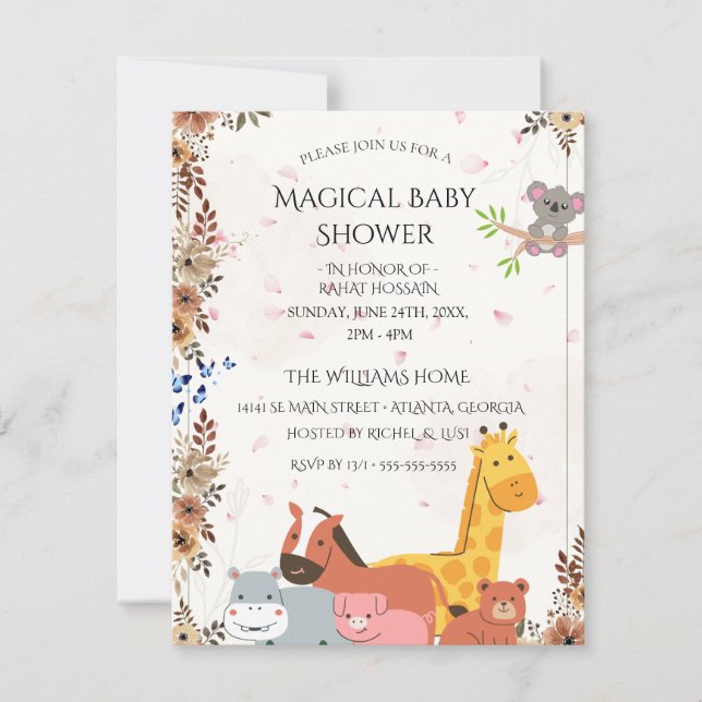 Baby Shower Invitations | Custom Wildflower Card (Front)