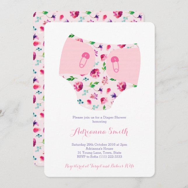 Baby Shower invitations, Diaper & Wipes Shower Invitation (Front/Back)