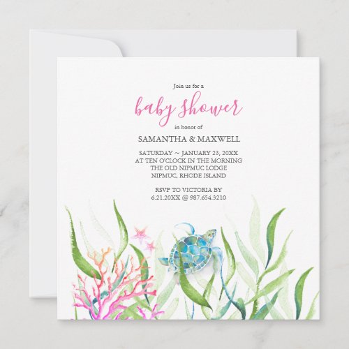 Baby Shower Invitations Girl Under The Sea
