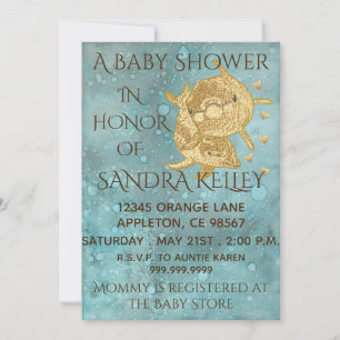 Baby Shower Invitations "Gold Dolphins/Mom & Baby"