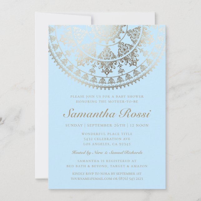 Baby Shower Invitations Gold Foil Custom Color (Front)