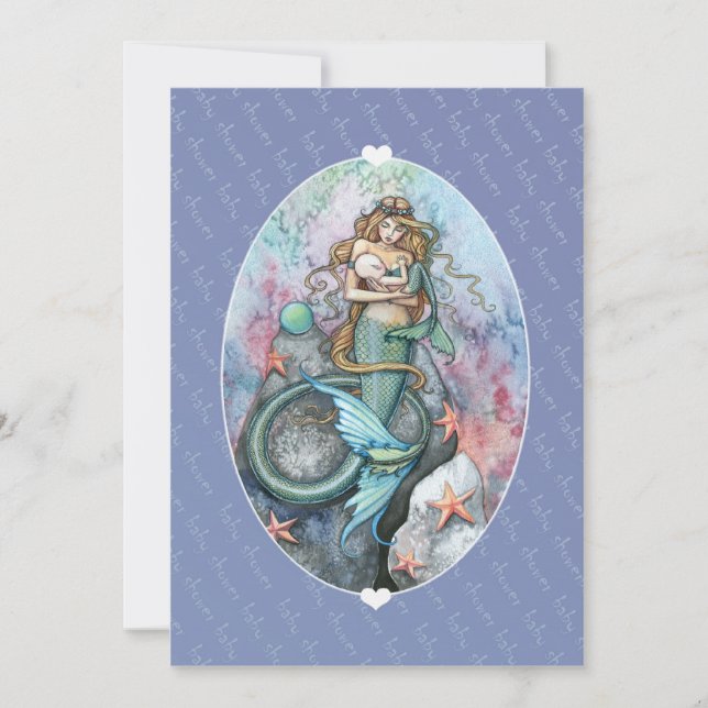 Baby Shower Invitations Mermaid and Baby (Front)
