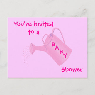Baby Shower Invitations pink Water Can Postcards