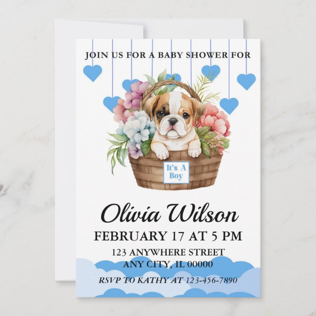 Baby Shower Invitations, Puppy Theme Invitations (Front)
