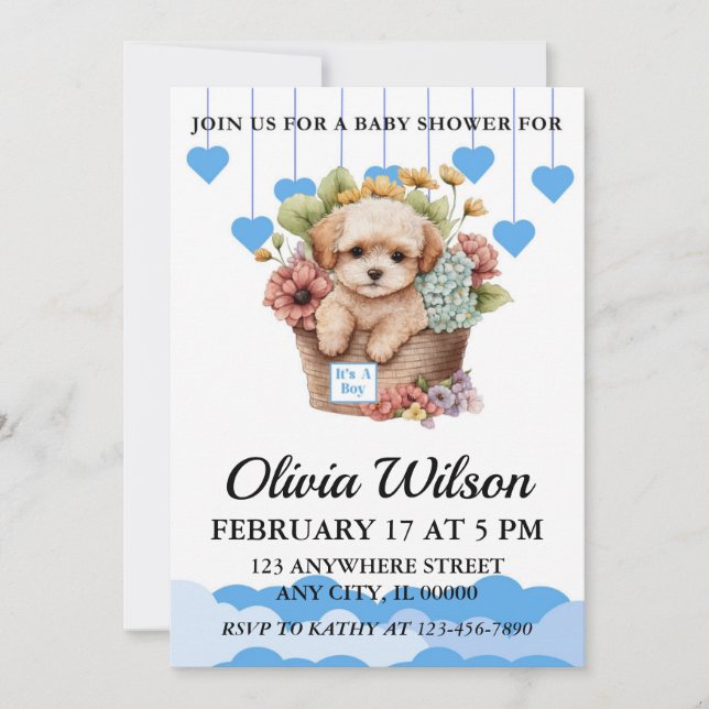 Baby Shower Invitations, Puppy Theme Invitations (Front)