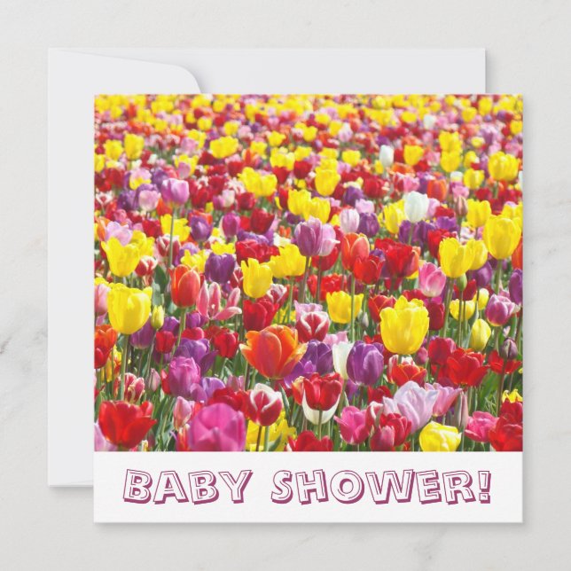 Baby Shower Invitations Spring Tulip Flowers (Front)