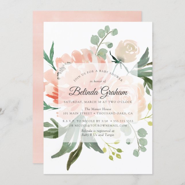 Baby Shower Invitations | Sweet Floral 01 (Front/Back)