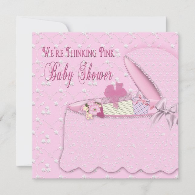 Baby Shower Invitations - Thinking Pink (Front)