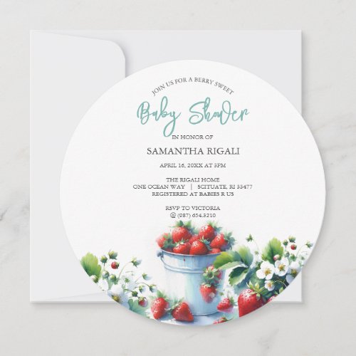 Baby Shower Invitations Watercolor Strawberries