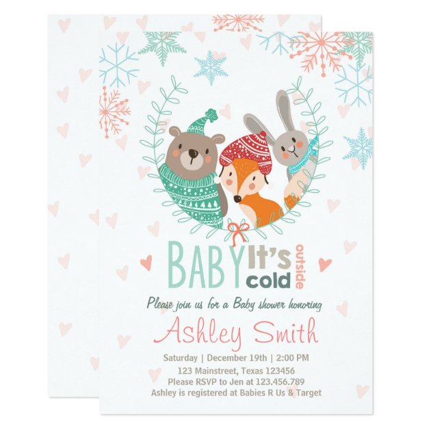 Baby Shower Invite Baby Cold Outside Woodland