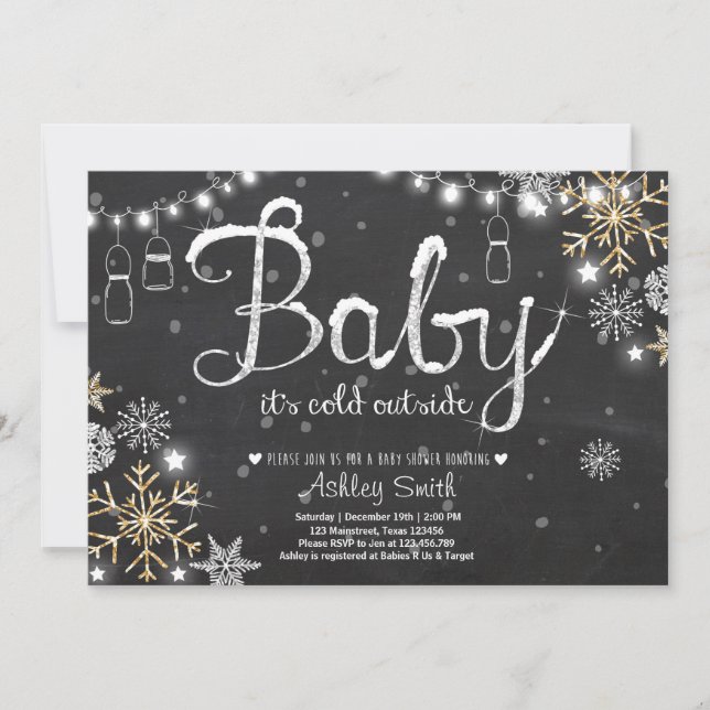 Baby Shower invite Baby it's cold outside (Front)