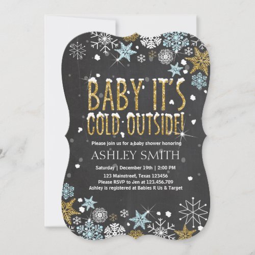 Baby Shower invite Baby its cold outside Blue