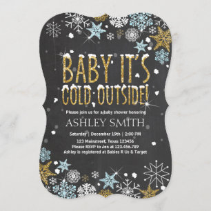 Baby Shower invite Baby it's cold outside Blue