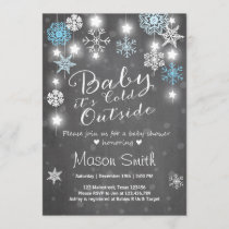 Baby Shower invite Baby it's cold outside Boy Blue