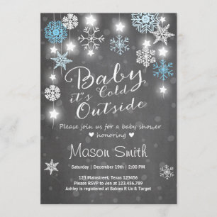 Baby Shower invite Baby it's cold outside Boy Blue