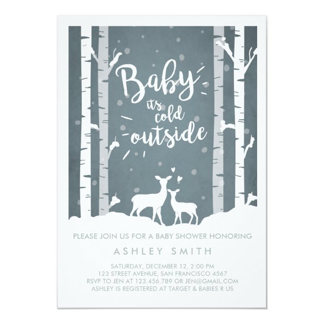Baby Shower Invite Baby It's Cold Outside Deer